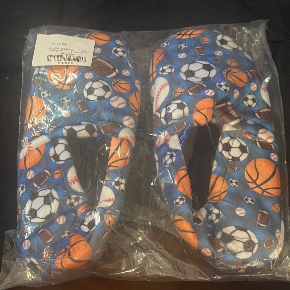 Blue Sports Pattern Slippers